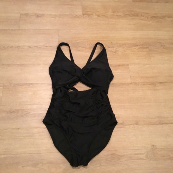 Women’s High Waisted Ruched Tummy Cutout One Piece Bathing Suit - Picture 7 of 9